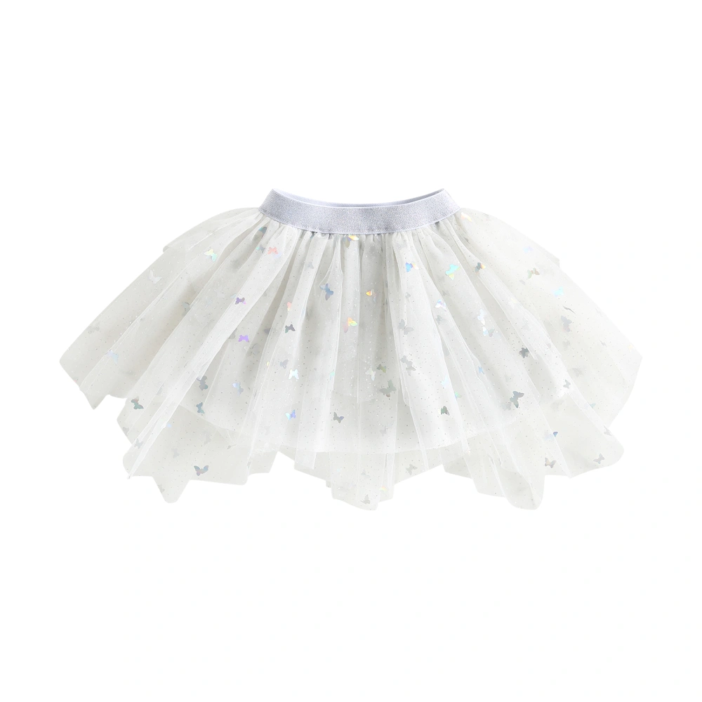 Toddler Girls Skirts Sequins Elastic Waist Layered Tulle Mesh Skirts