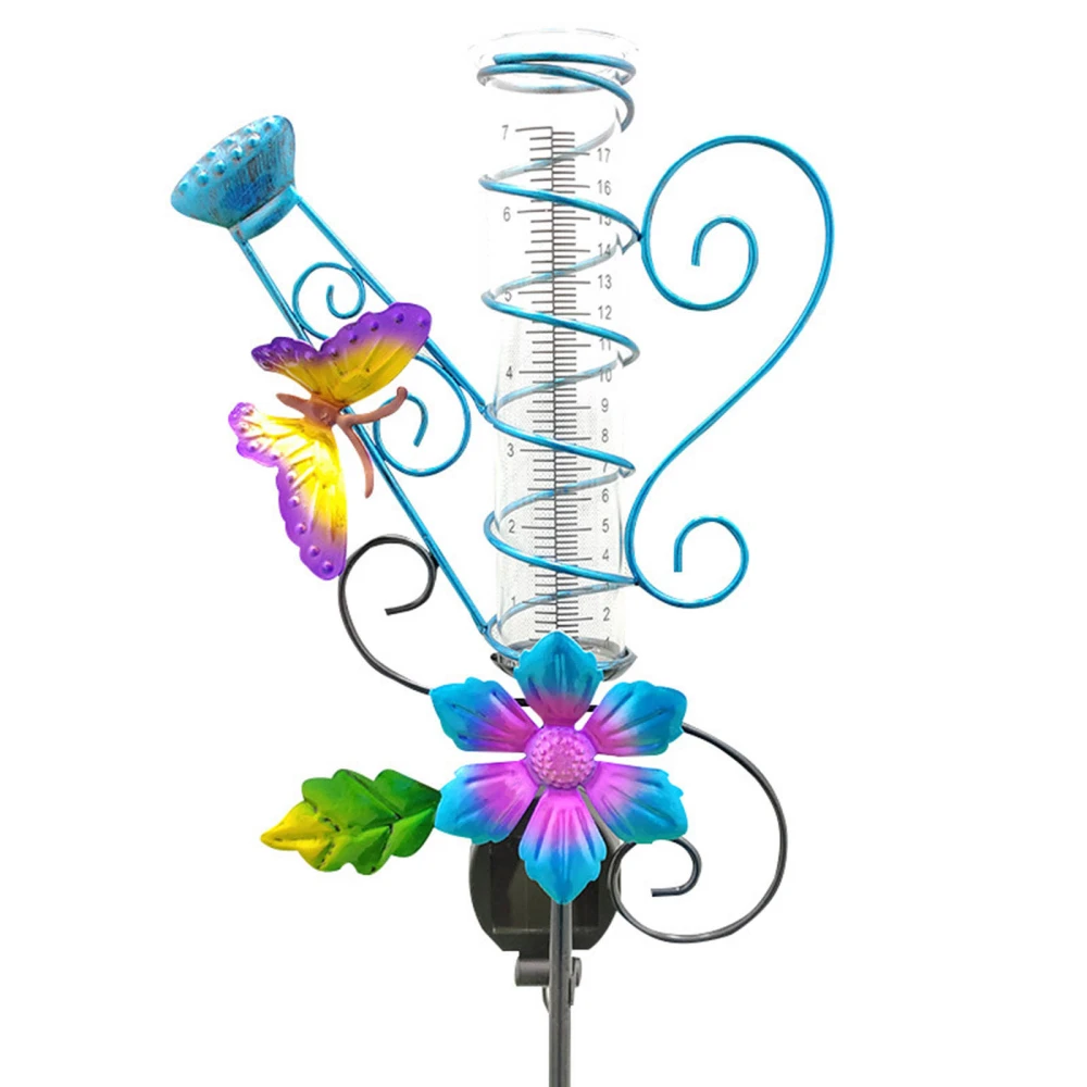 Solar Energy Rain Gauge, Butterfly Decoration Outdoor Accessory