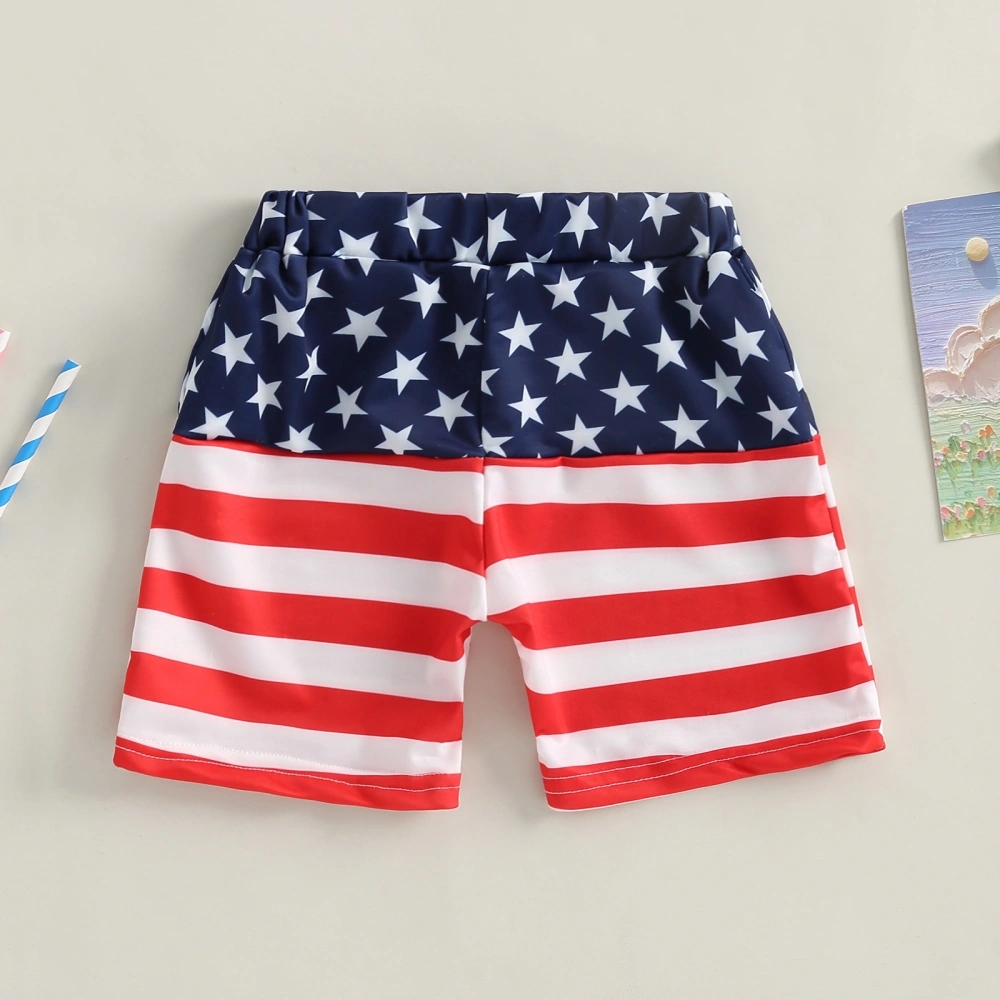 Toddler Boys Stars Stripe Patchwork Drawstring Casual Swim Trunks