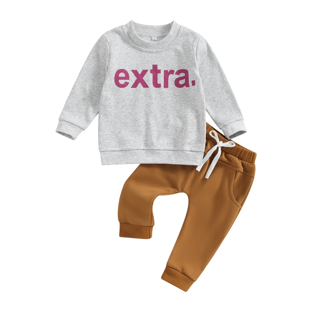 Boys 2-piece Outfit, Long Sleeve Letters Print Sweatshirt Sweatpants