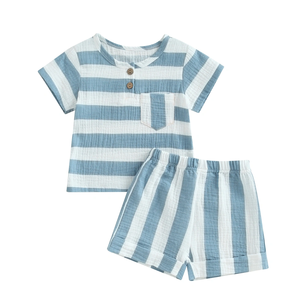 Baby 2 Piece Outfits Striped Short Sleeve T-Shirt and Elastic Shorts