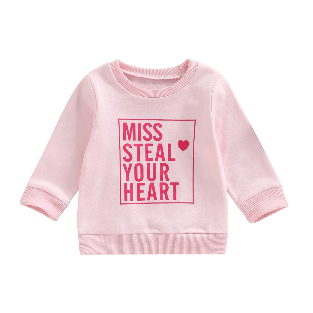 Baby Girl Spring Pullovers, Long Sleeve Heart Letter Print Sweatshirts