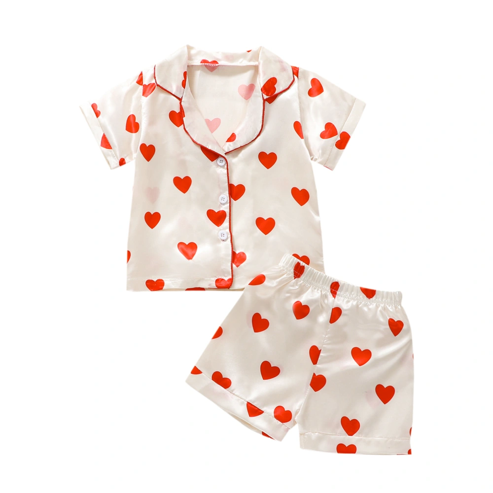 Kids Girls Summer Clothes Outfits Heart Print Tops Shorts 2Pcs Suit