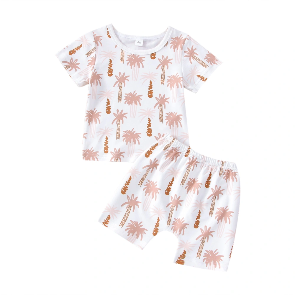 Children’s Coconut Tree Print Short Sleeve Tops and Short Pants Set