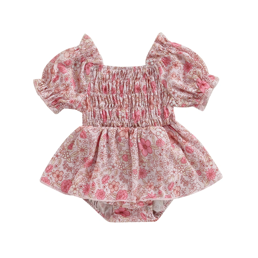 Baby Girls Short Sleeve Floral Romper Dress Summer Princess Clothes