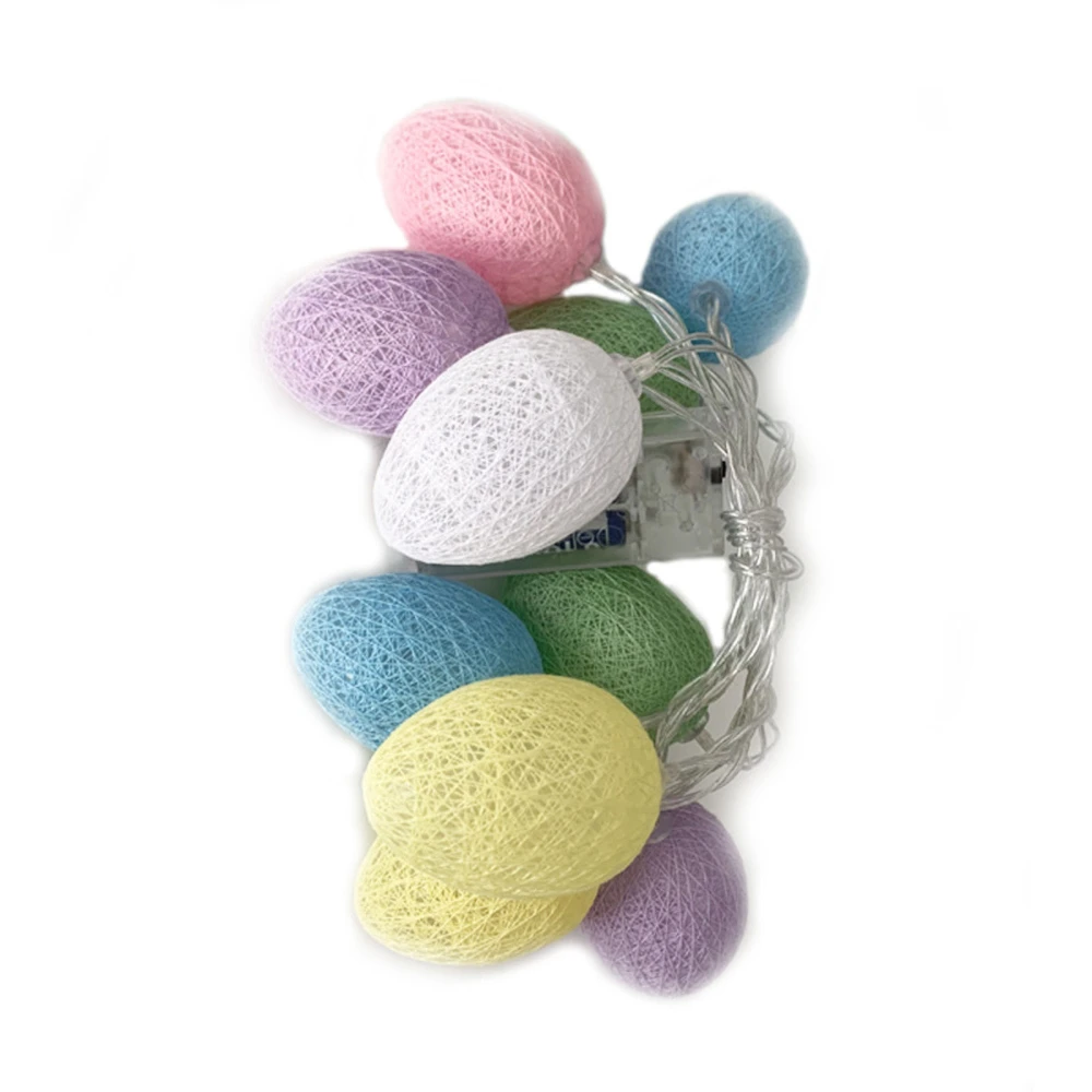 Easter String Lights, Cotton Thread Wrap Egg Shape LED Lamp 