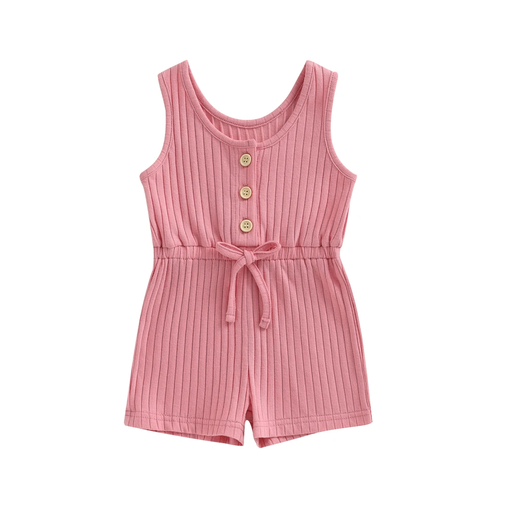 Toddler Baby Girls Boys Playsuit Solid Color Crew Neck Jumpsuits