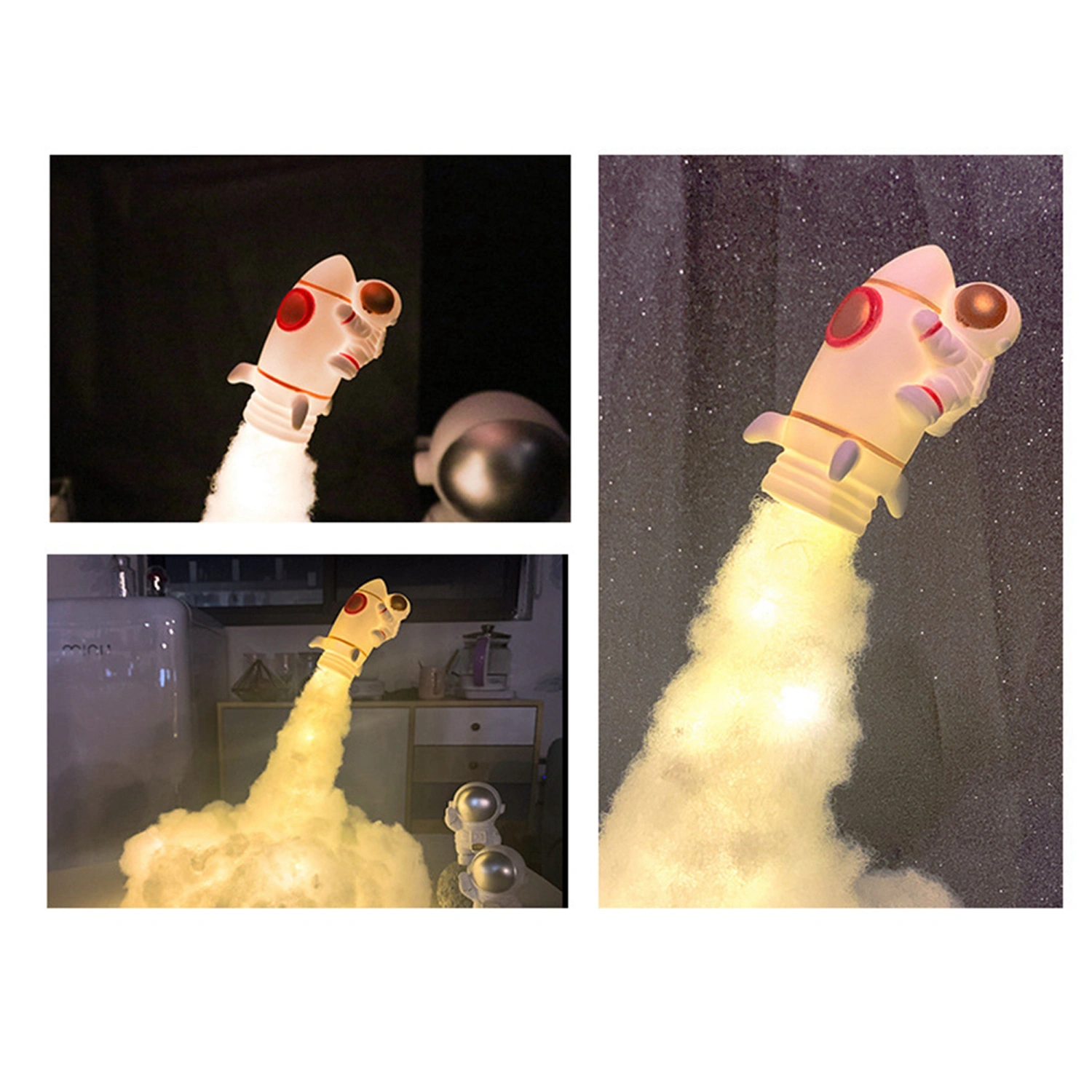 DIY Decorative LED Lights, Handmade Clouds Astronaut with Rocket Warm Lamp