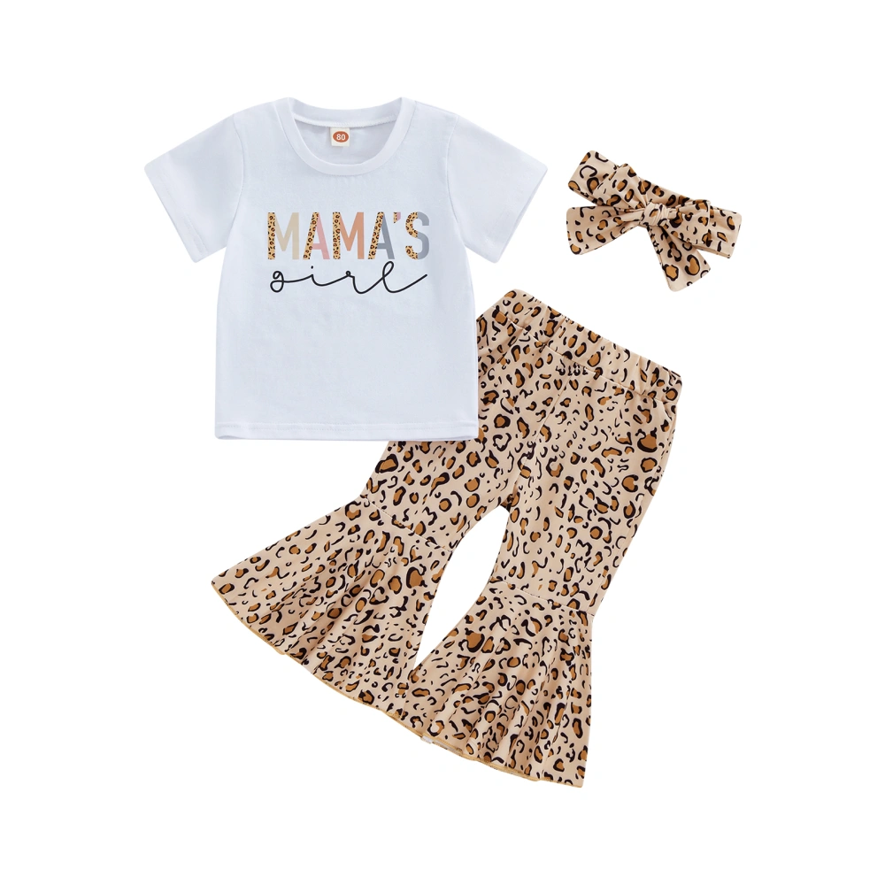 Kids Girls Summer Outfits T-Shirt and Flare Pants Headbands Set