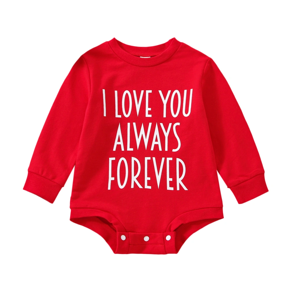 Infant Girl Valentine's Day Jumpsuit, Letter Print Long Sleeve Romper