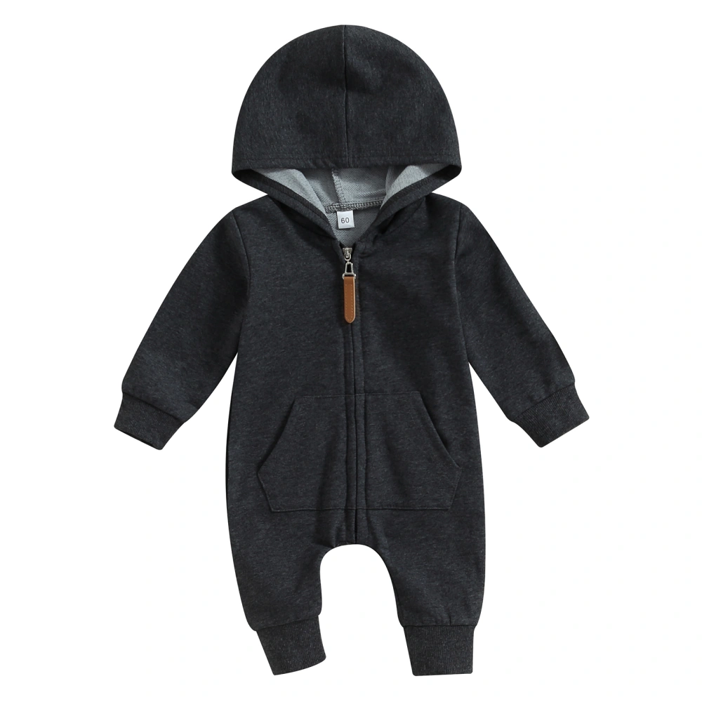 Baby Boys Girls Fall Jumpsuits Long Sleeve Zip Up Hooded Rompers