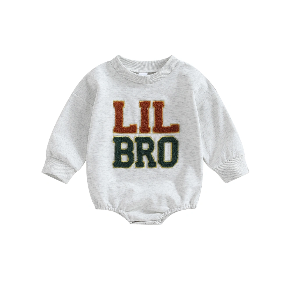 Infant Boy Fall Jumpsuit Fuzzy Letter Embroidery Long Sleeve Romper