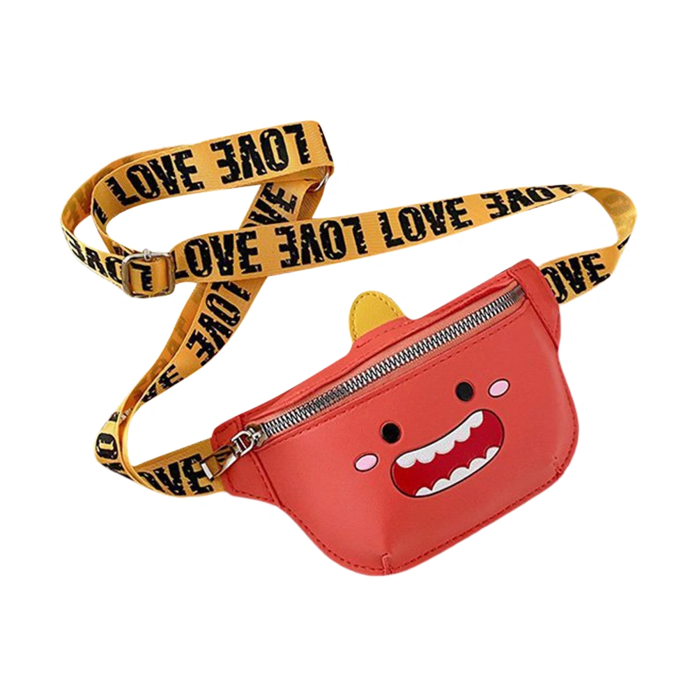 Kid PU Leather Chest Bag with Funny Cartoon Print Outdoor Tool