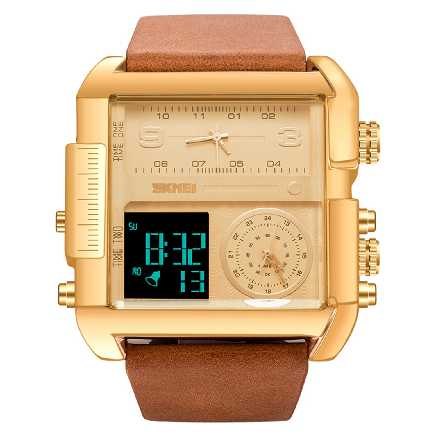 Men’ s Watch, Multifunctional Quartz Watch with Square Dial Plate