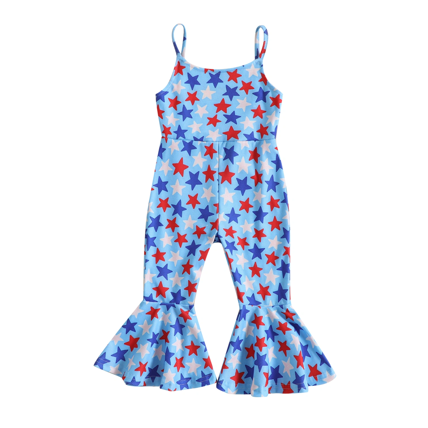 Kids Girl Suspender Jumpsuit Independence Day Rompers Flared Pants
