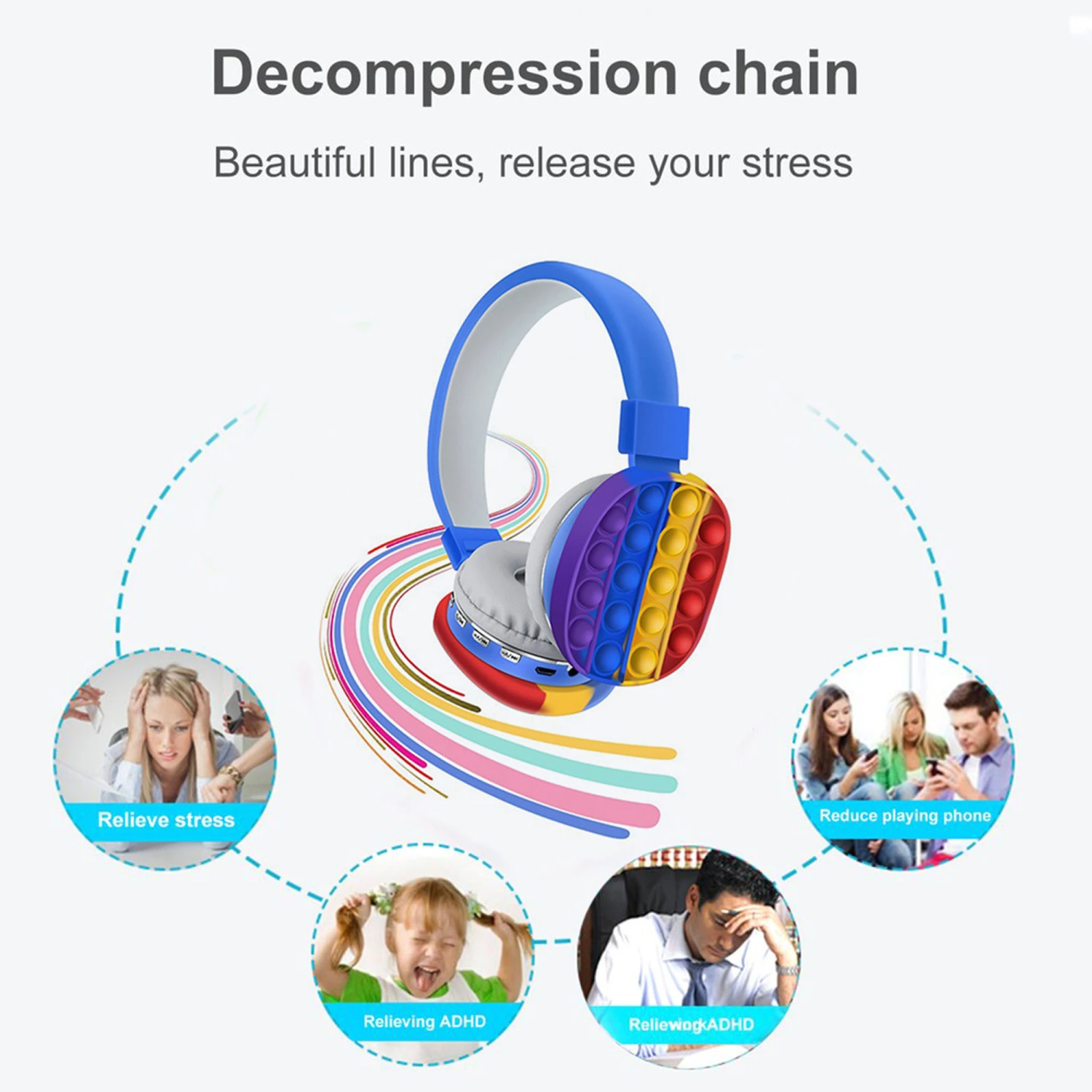 Rainbow Bluetooth Stereo Headset, Headset Private Model Simple