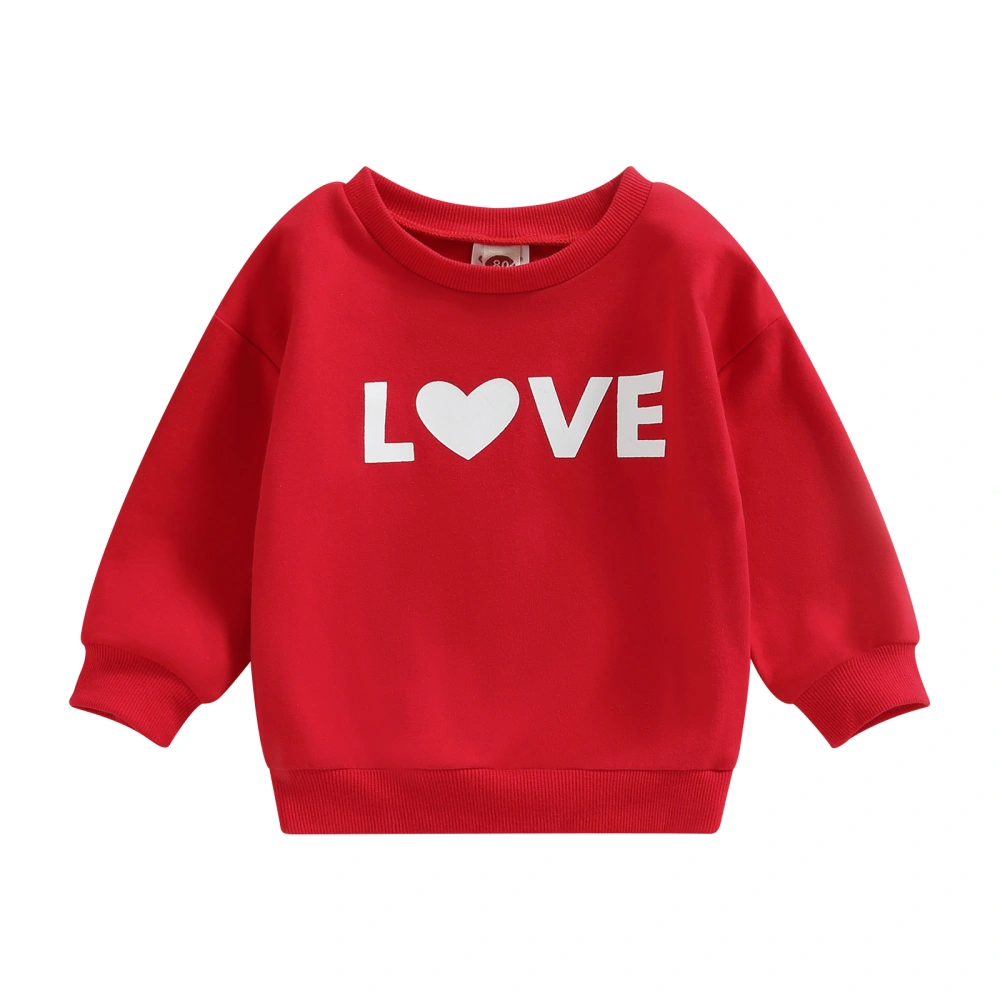 Toddler Valentine's Day Pullover, Letter Print Long-Sleeved Sweatshirt