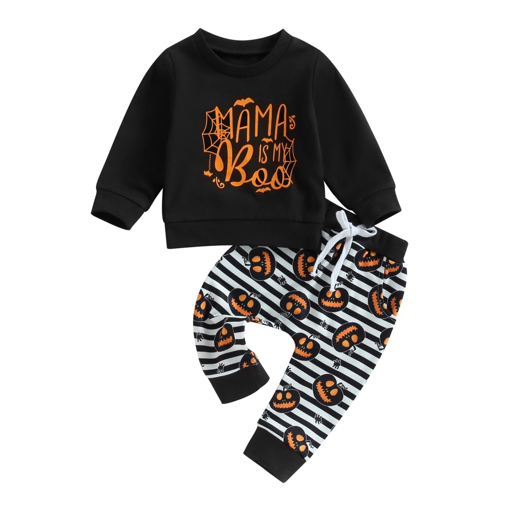 Toddler Boys Fall Outfits Letter Print Sweatshirts Pumpkin Pants Set