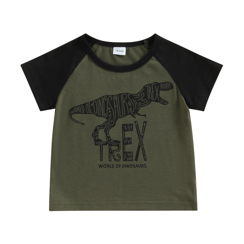 Kids Boy Summer T-shirt Dinosaur Letter Printed Short Sleeve Tops