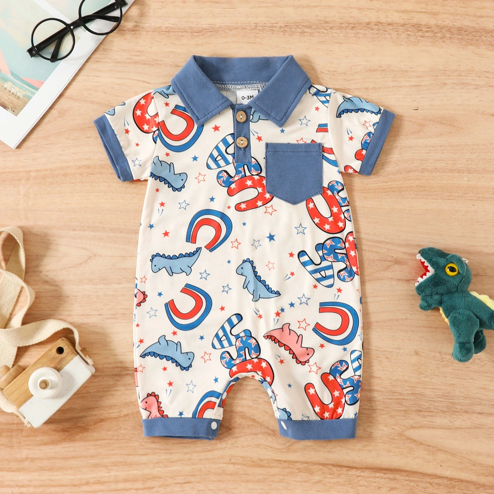 Independence Day Infant Romper Dinosaur Stars Letter Print Bodysuits