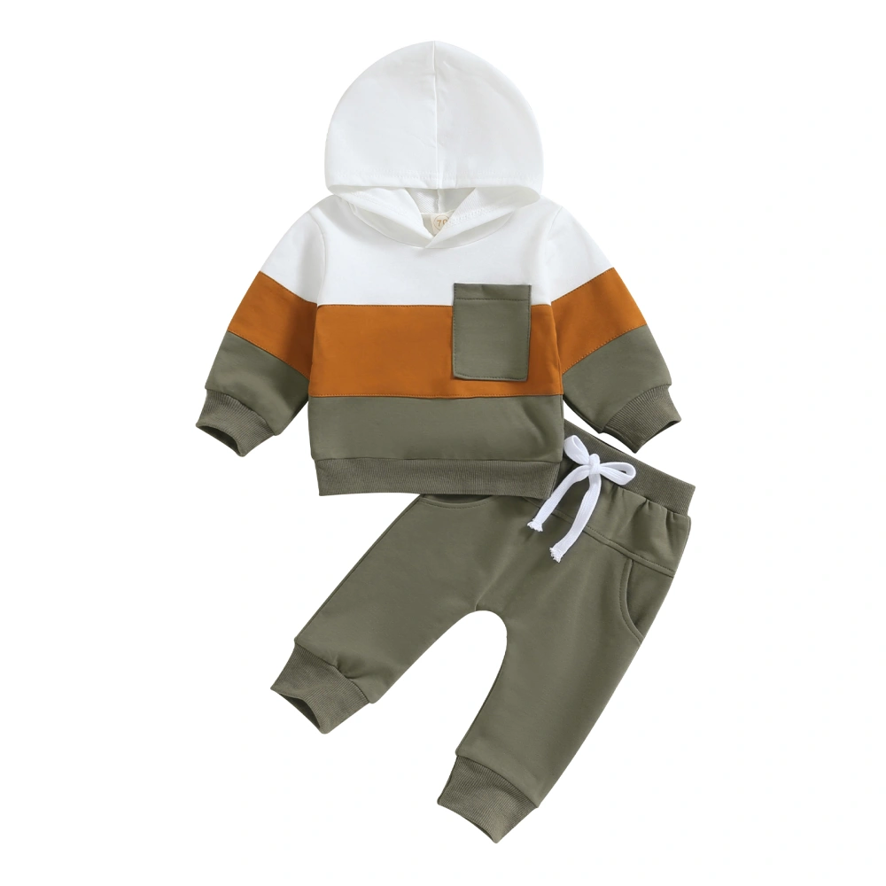 Boy Autumn Clothes Contrast Long Sleeve Hoodies Solid Color Pants