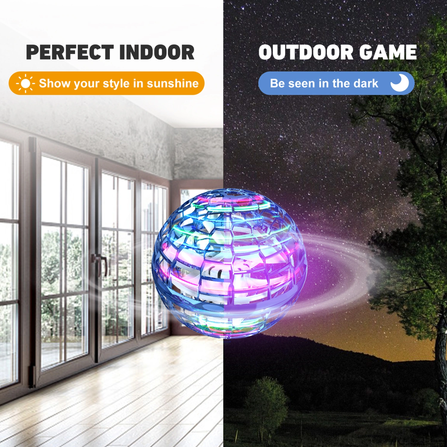 Flying Ball Toy with Dazzling Lights, Magnet Sudden Acceleration