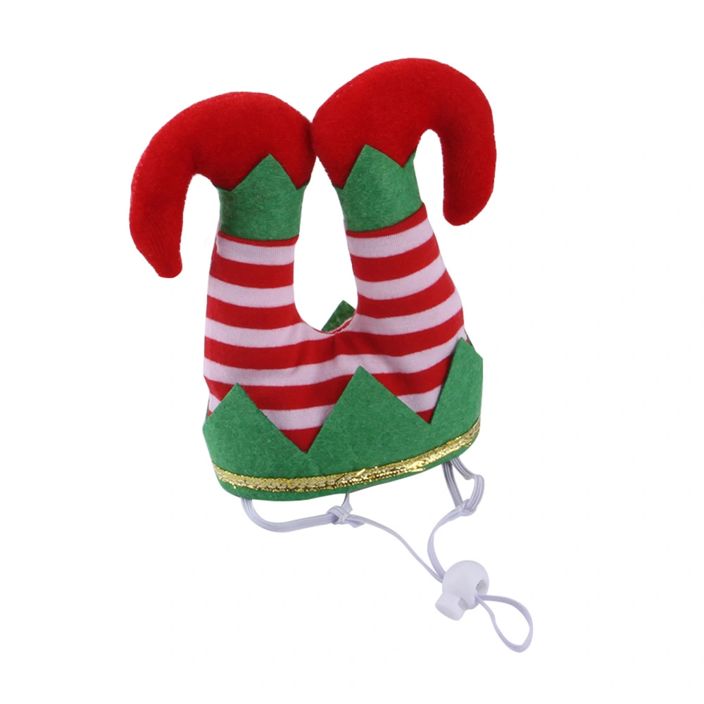 Pet Christmas Jester Cap, Red White Stripe Printed Pattern Hat