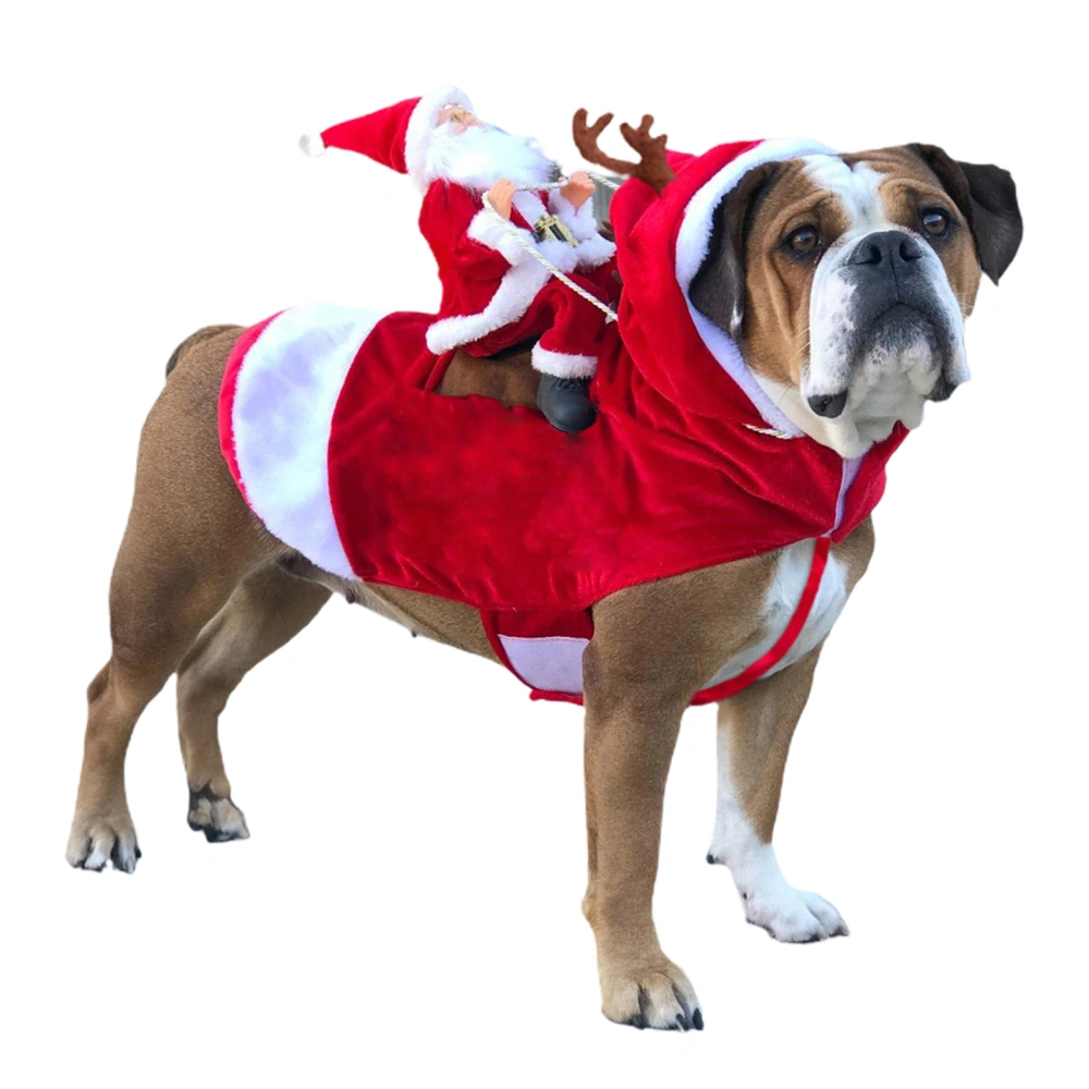 Christmas Costume for Pet Dog, Santa Claus Riding Doll Decor Hoodie