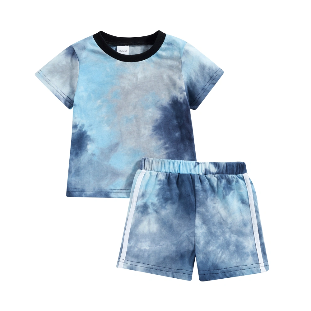 Toddler Baby 2Pcs Summer Outfits, Tie-Dye Print T-Shirt + Shorts Set