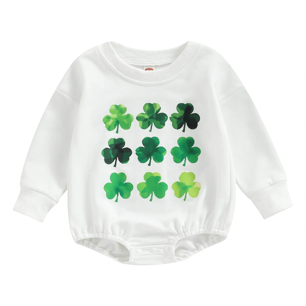 Baby Spring Romper, Long Sleeve Gradient Shamrock Print Bodysuit