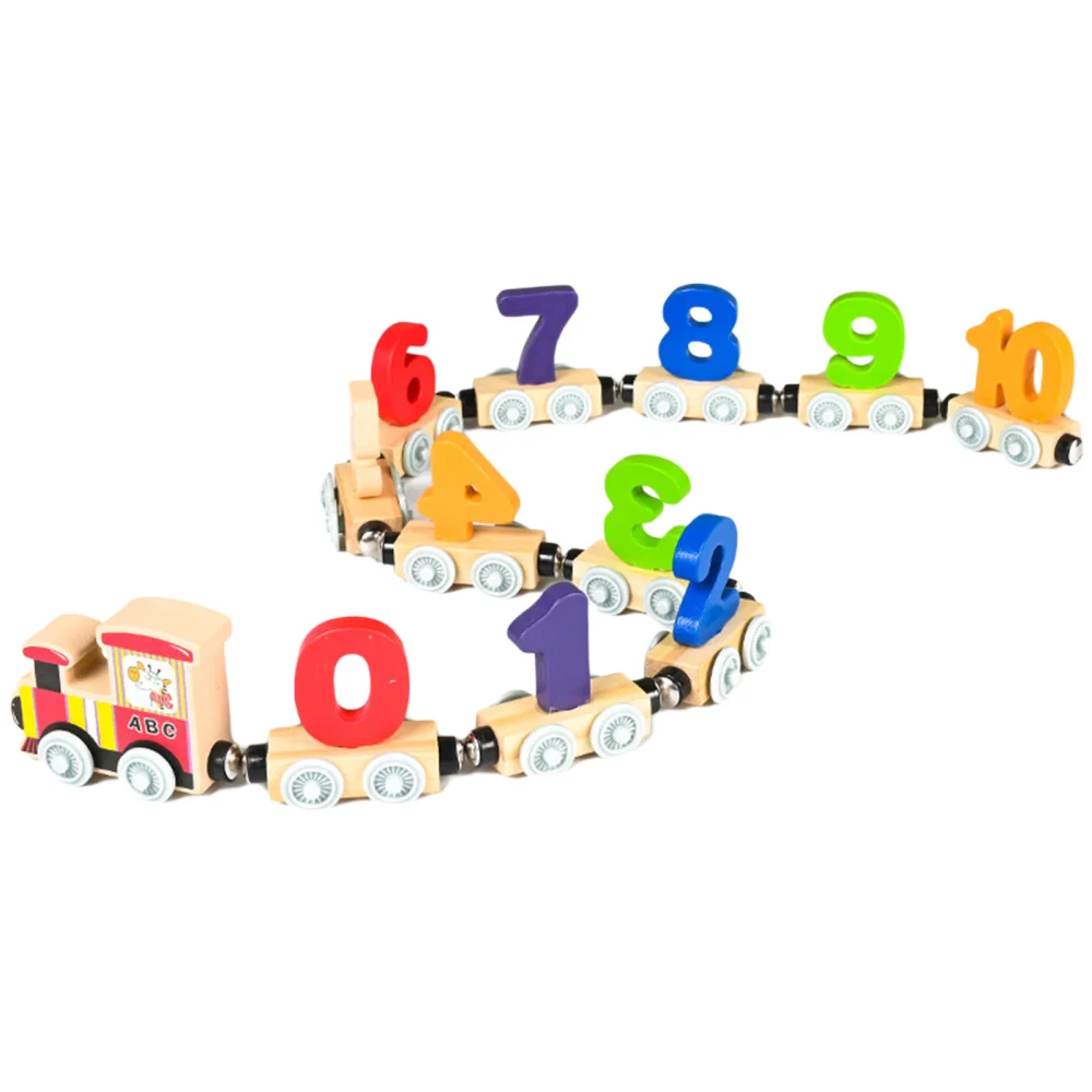 Magnetic Small Trains Boy Girl Wooden Letter / Numbers Learning Toy 