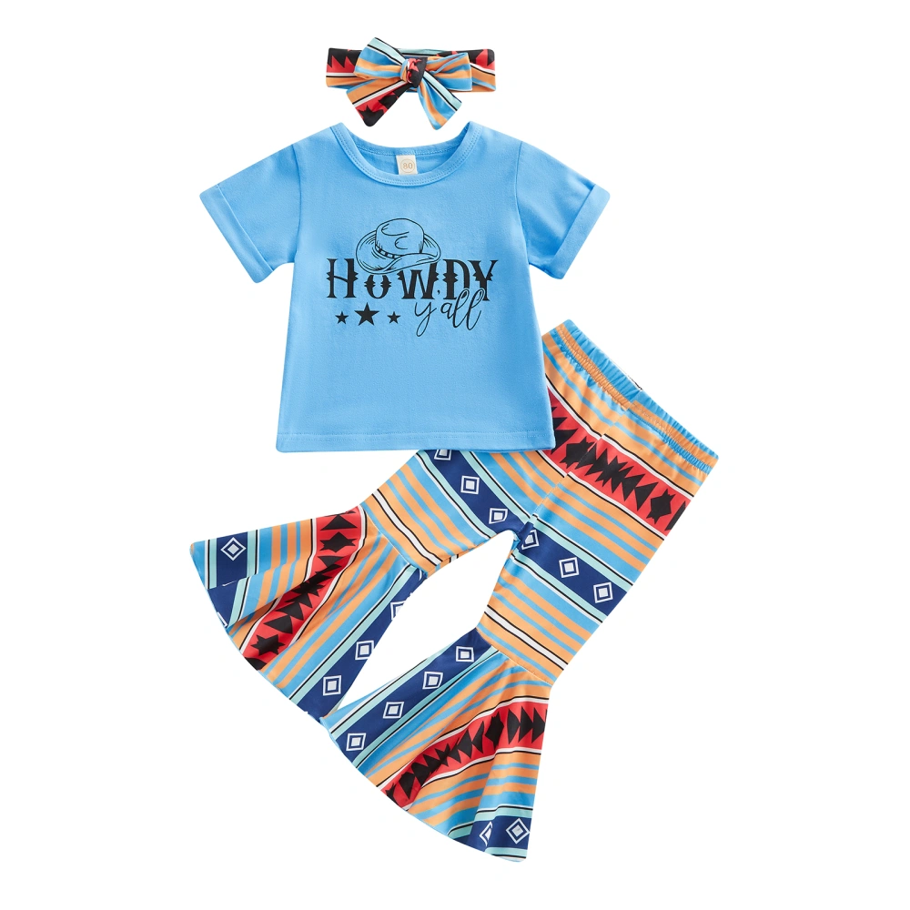 Girls Clothes Suits Letter Print T-Shirts and Flare Pants 2Pcs Suit