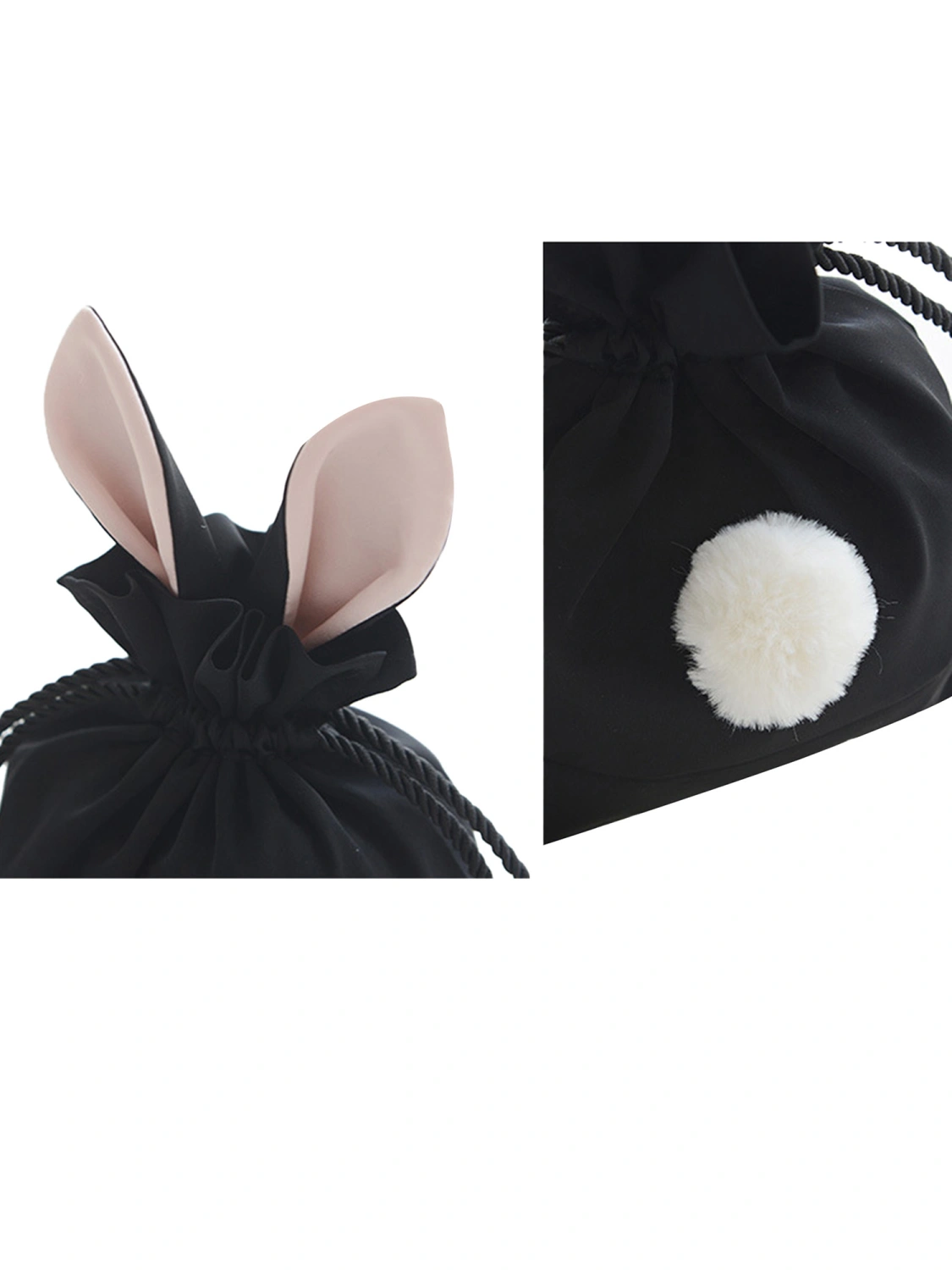 Drawstring Bag for Makeup Storage, Bunny Ear Shaped String Pouches