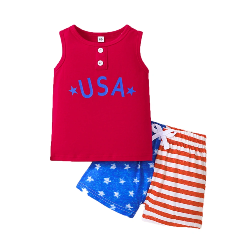 Kids Boys Sleeveless Vest Tops + Striped Start Short Trousers 