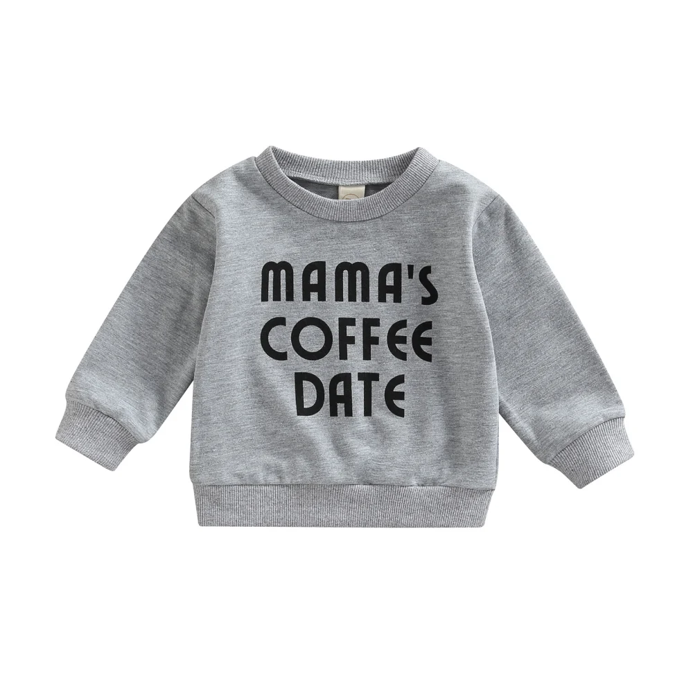 Baby Pullover Tops Long Sleeve Round Neck Letter Print Sweatshirt 