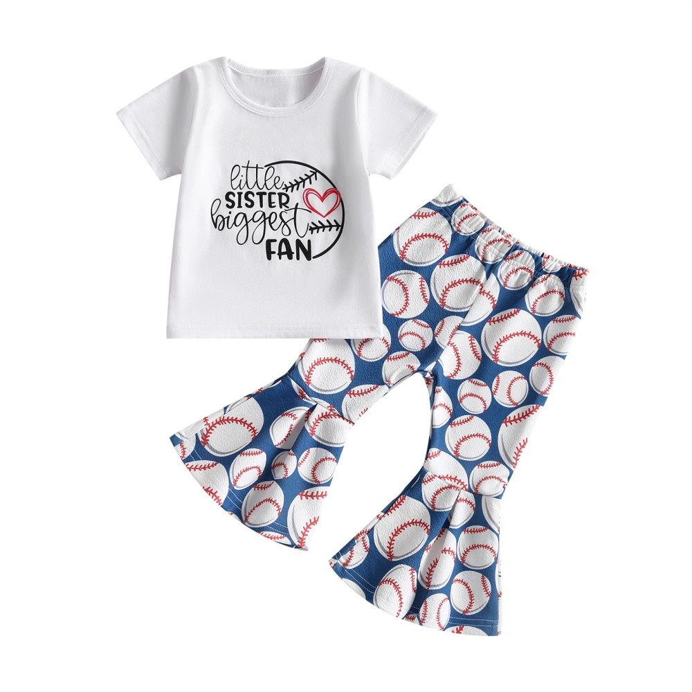 Kids Girls Summer Outfit Letter Print T-Shirt and Baseball Flare Pants