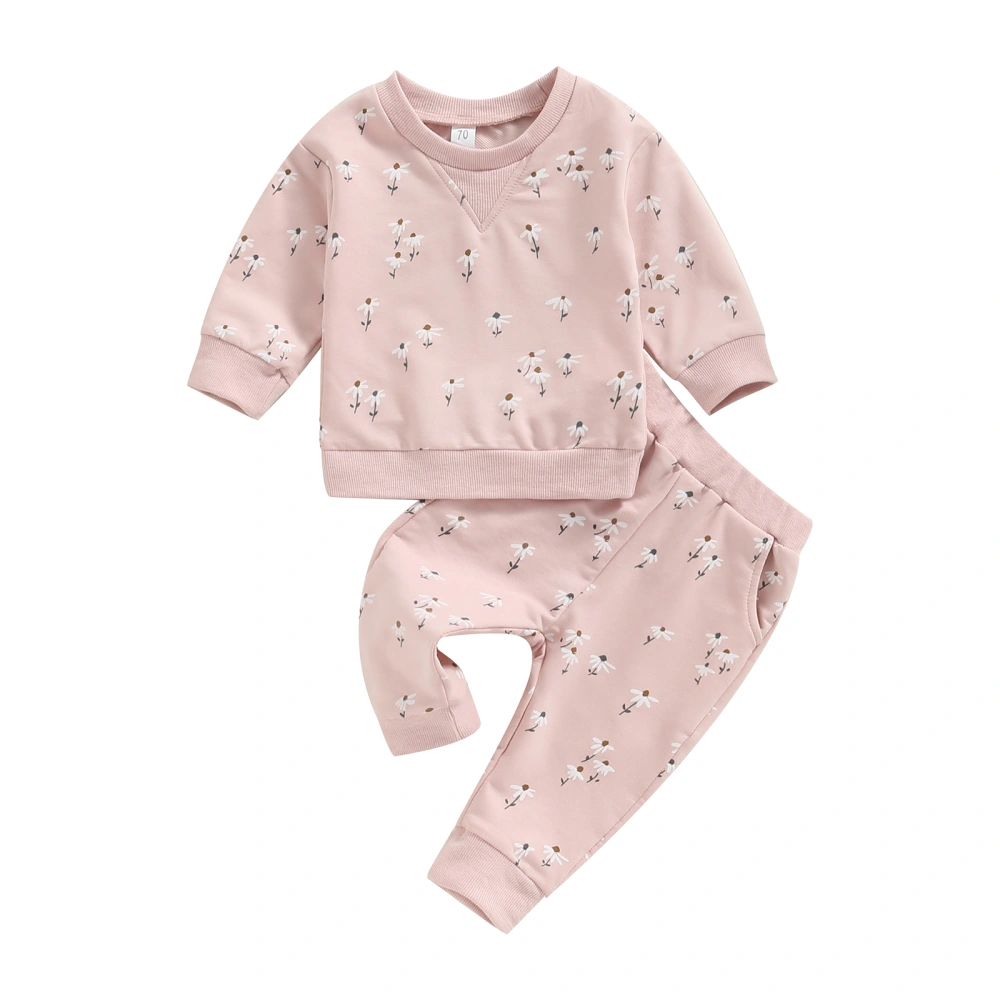 Baby Girls Activewear Outfit Floral Long Sleeve Sweatshirt and Pants