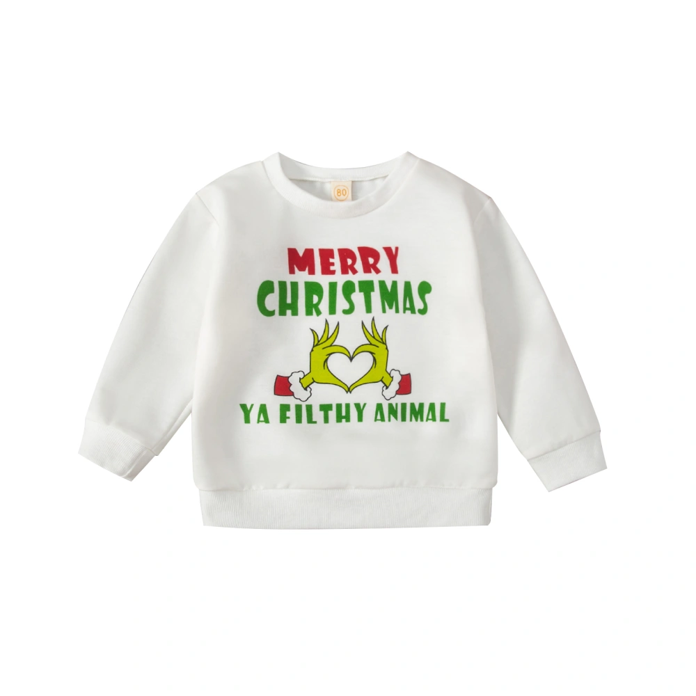 Christmas Kids Sweatshirt Letters Elf Hand Print Hoodie for Boys Girls