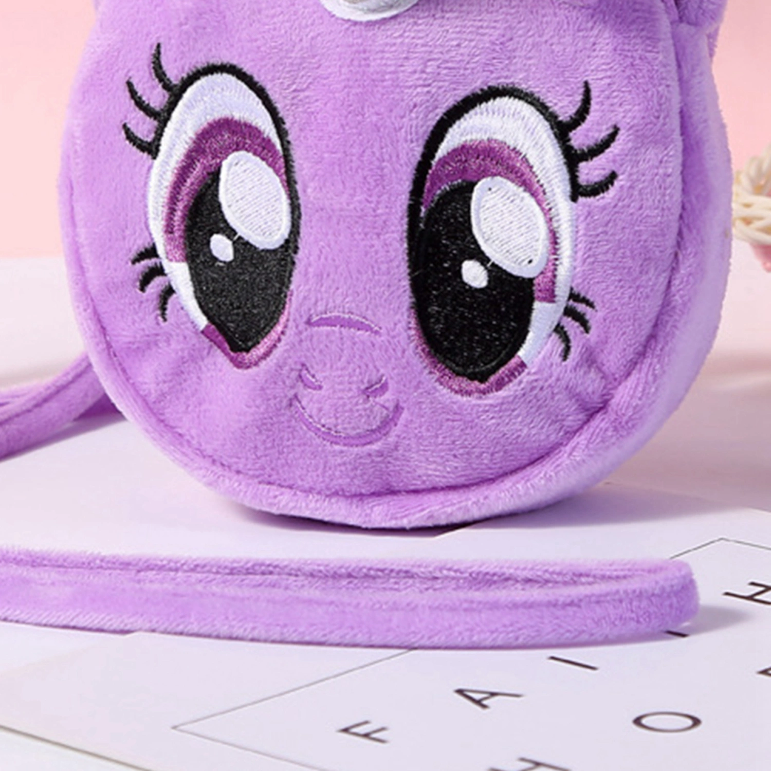 Girls Crossbody Bag, 3D Cartoon Unicorn Pattern Plush Shoulder Bag