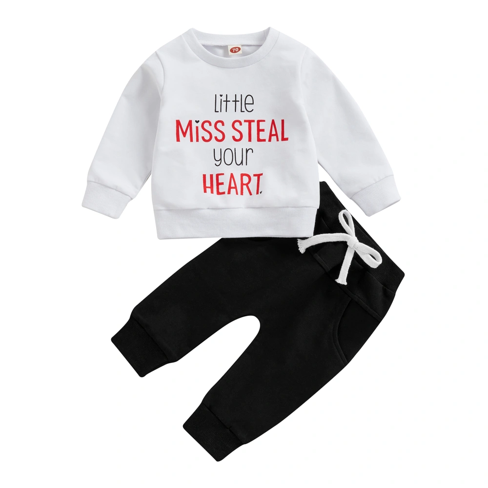 Baby Girls Pants Set Letters Print Long Sleeve Sweatshirt + Sweatpants