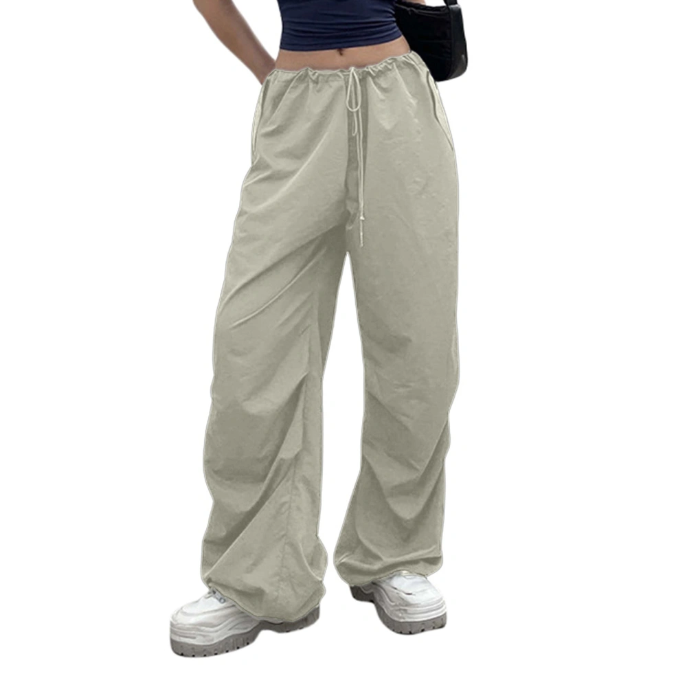 Women Loose Cargo Pants Hip Hop Drawstring Joggers Wide Leg Trousers