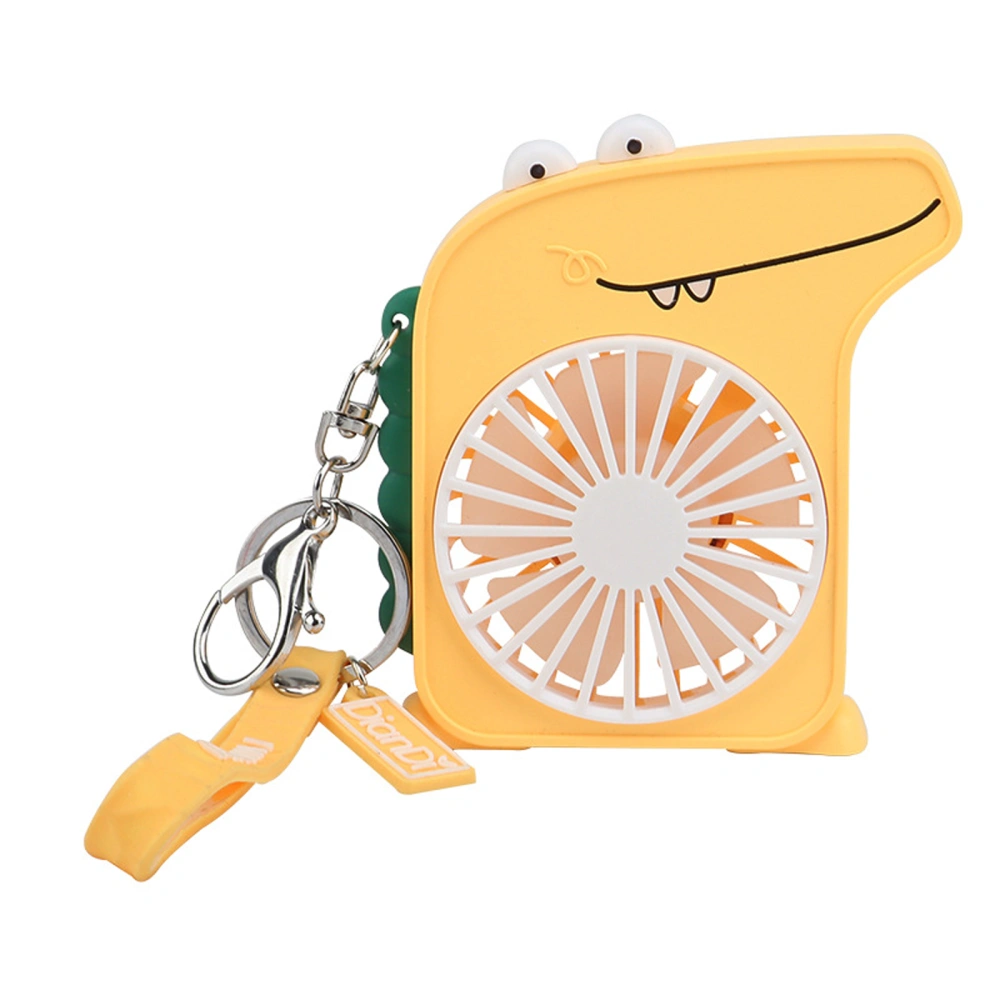 Mini Crocodile Fan with Keychain, Two-speed Wind, Soft LED Light