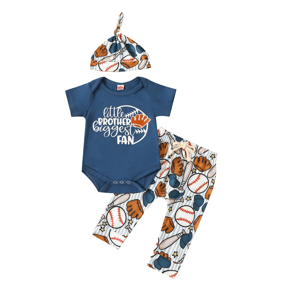 Baby Boy Summer Jumpsuits Suit Letter Print Romper and Pants Hat