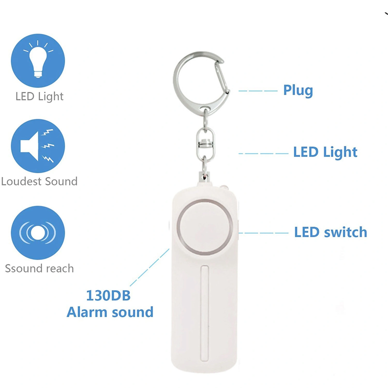 Self Defense Keychain Alarms with LED Light Emergency Safety Alarm