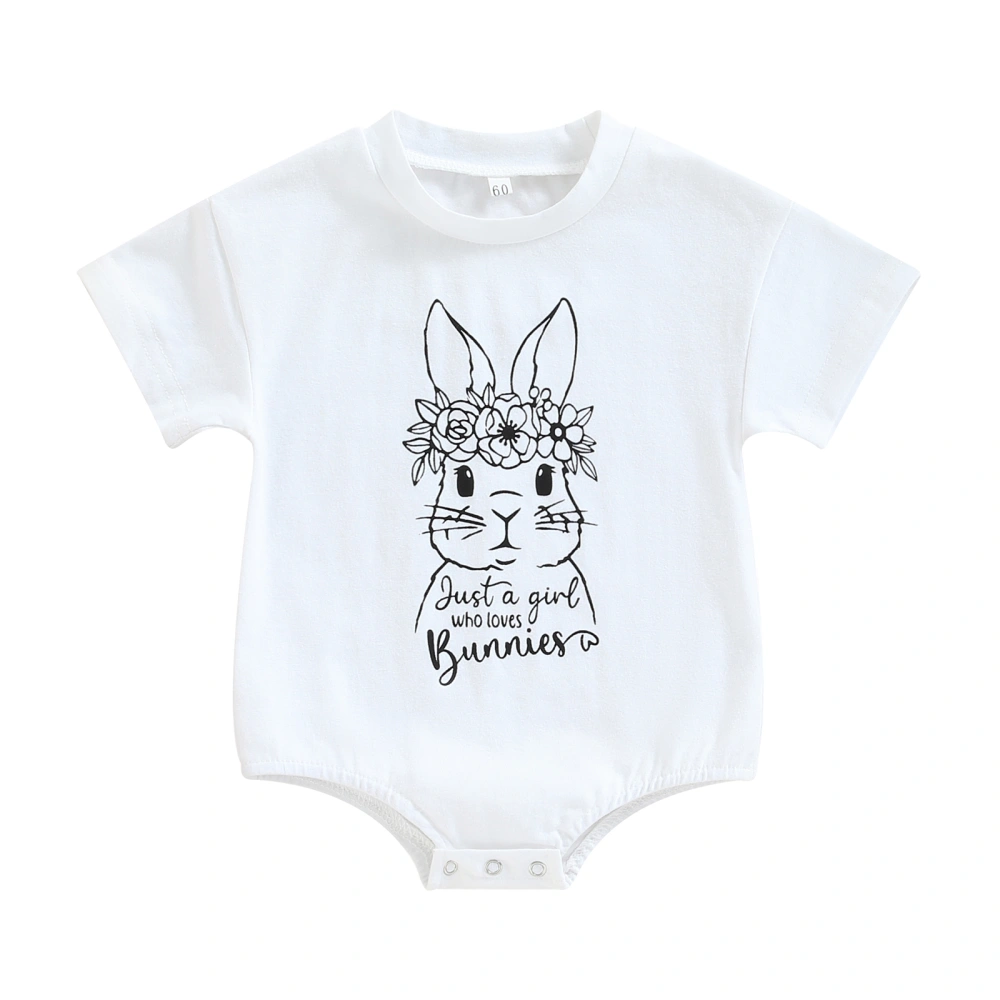 Easter Baby Boys Girls Romper Rabbit Print Short Sleeve Jumpsuits