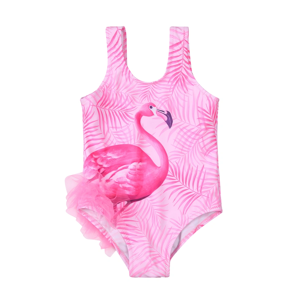 Little Girls One-piece Swimsuit, Cartoon Printing Sleeveless Swimwear