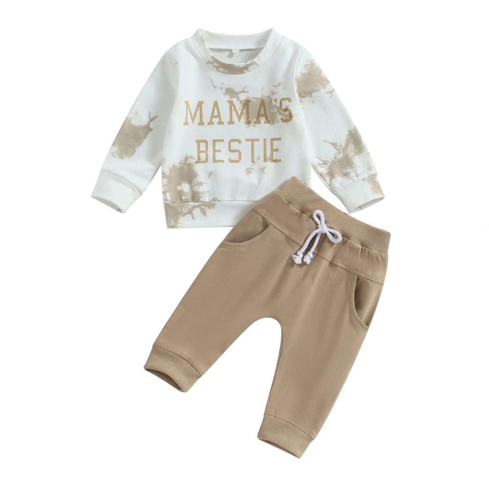 Toddler Girls Fall Clothes Letter Print Sweatshirt and Elastic Pants