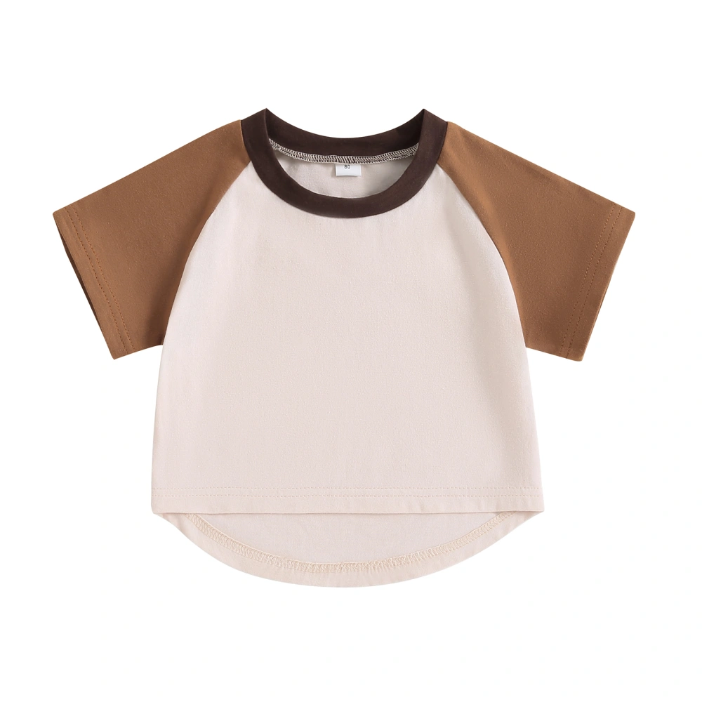 Baby Boy T-shirt, Short Sleeve Crew Neck Contrast Color Summer Tops