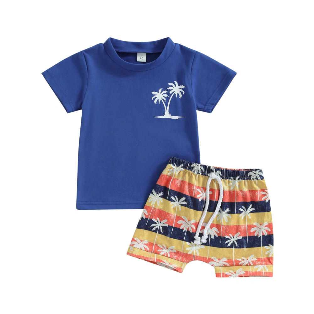 Baby Boys Shorts Set, Coconut Tree Print Short Sleeve T-shirt Shorts