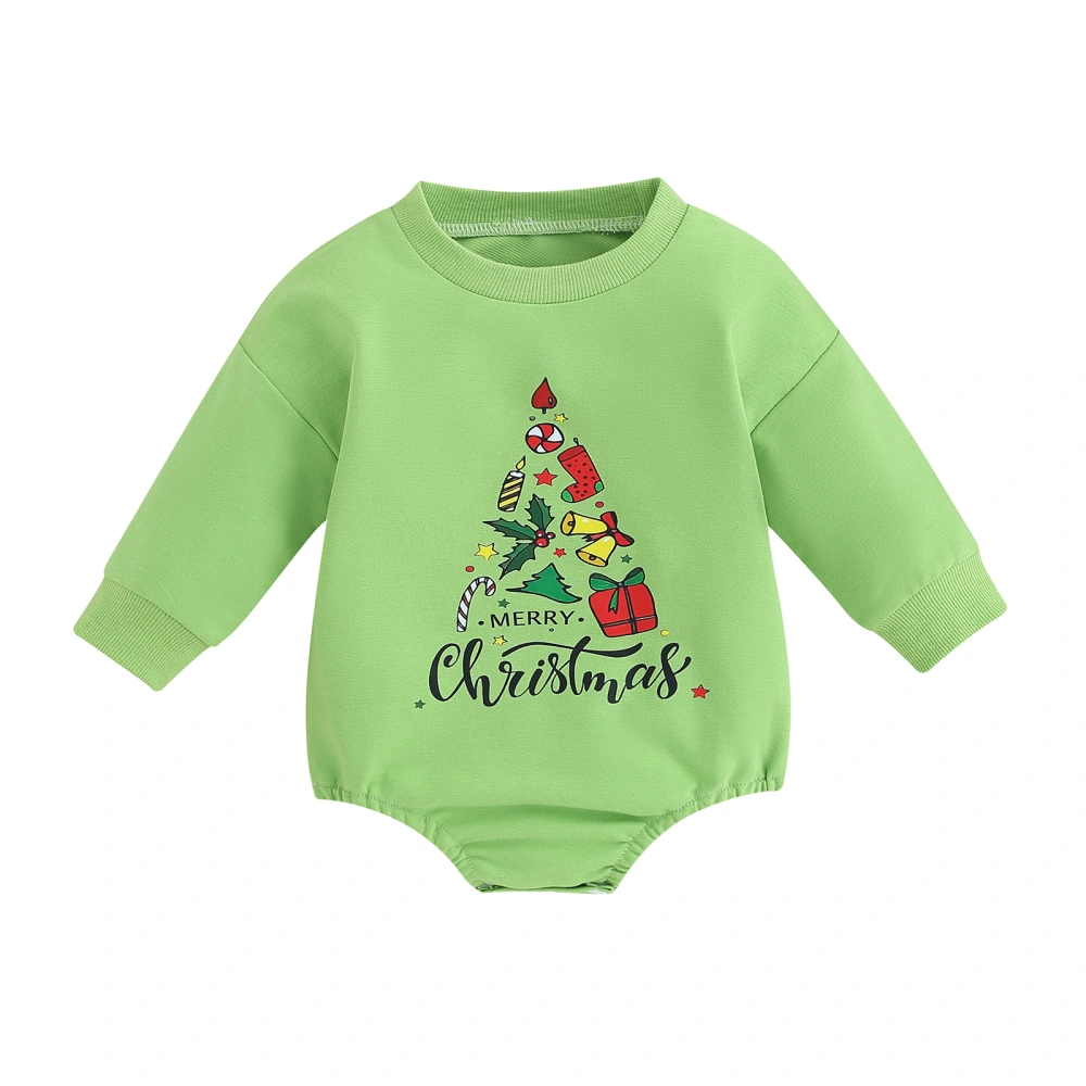 Baby Christmas Jumpsuit Christmas Tree Print Long Sleeve Romper